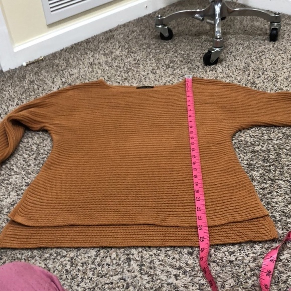 Rachel Zoe Sweater Size Medium Nutmeg Brown Ribbed Boat Neck Pullover - Picture 9 of 10